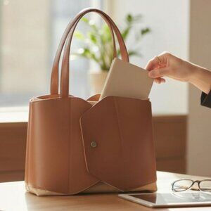 Tumi Obi Collection Grain Fold Away Nylon Leather Trim XL Travel Tote